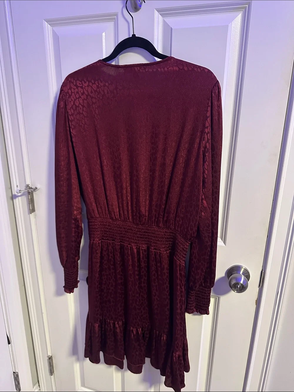 Michael Kors Women's Burgundy Long-Sleeve V-Neck Tiered Dress